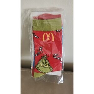 McDonald's Canada The Grinch 2024 Socks NEW SEALED Adult One Size Mismatch Color